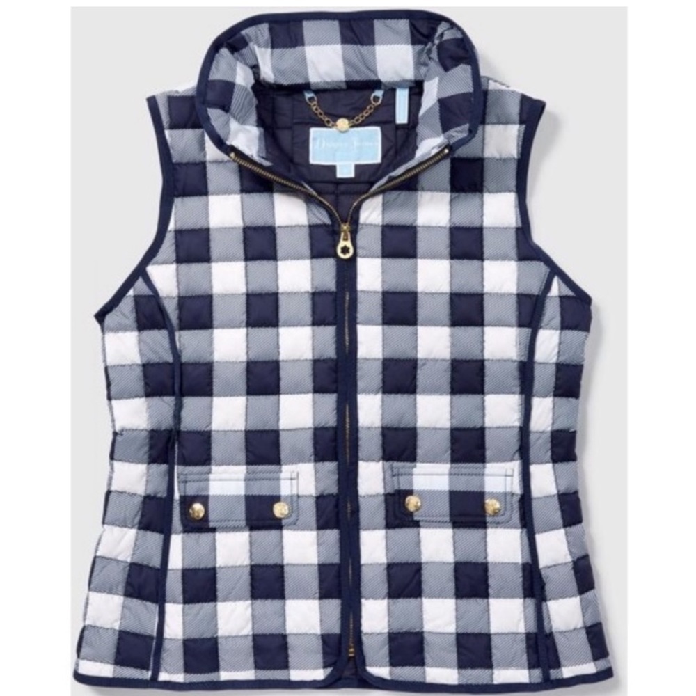 NWT Draper James Buffalo Plaid Puffer Vest Medium